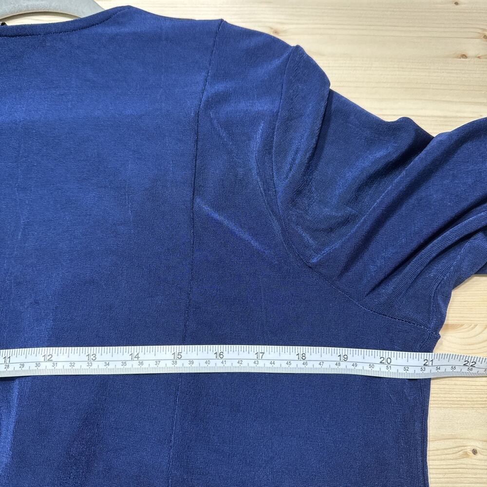 Chicos Travelers Cardigan Womens 2 L/12 Blue Slinky Stretch Open Front - Picture 5 of 9
